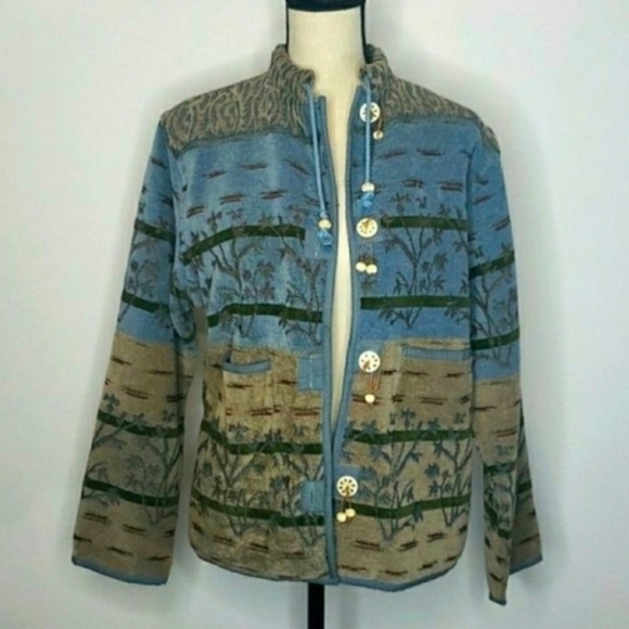 VINTAGE | Southwestern Tapestry Prairie Boho Jacket LARGE - Picture 10 of 11